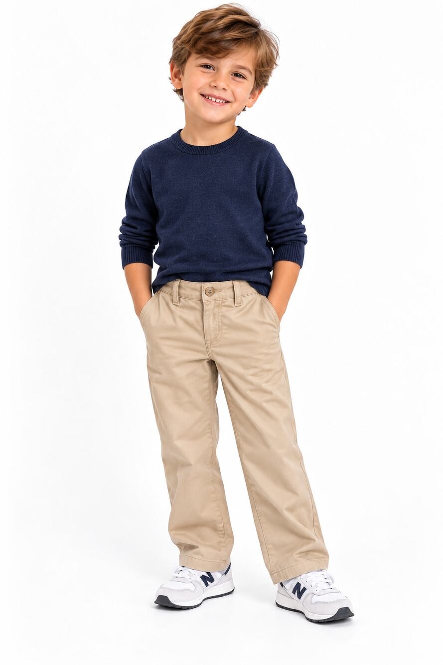 Chaps Boys Size 4 Regular Khaki Pleated Twill School Uniform Pants
